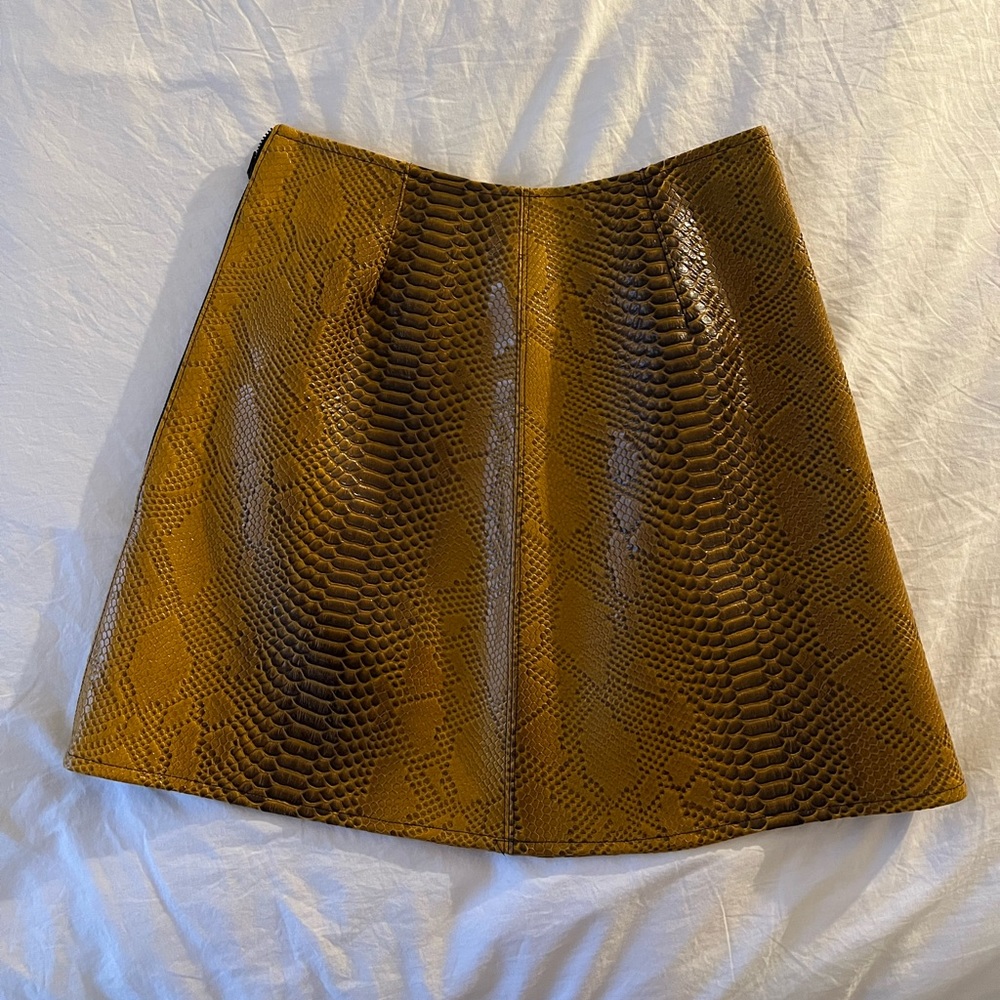 Vegan leather snakeskin skirt brown tan